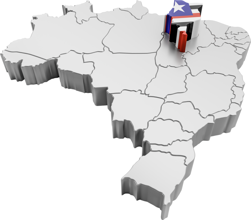 Brazil map with Maranhão state flag in 3d render