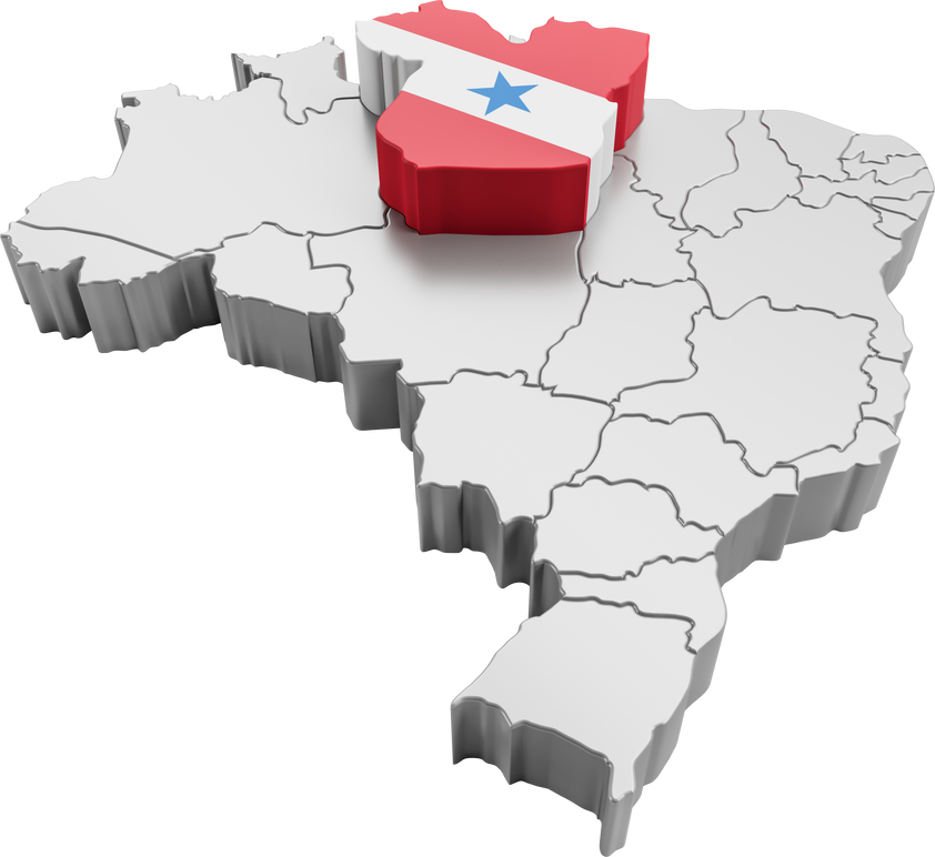 Brazil map with Pará state flag in 3d render