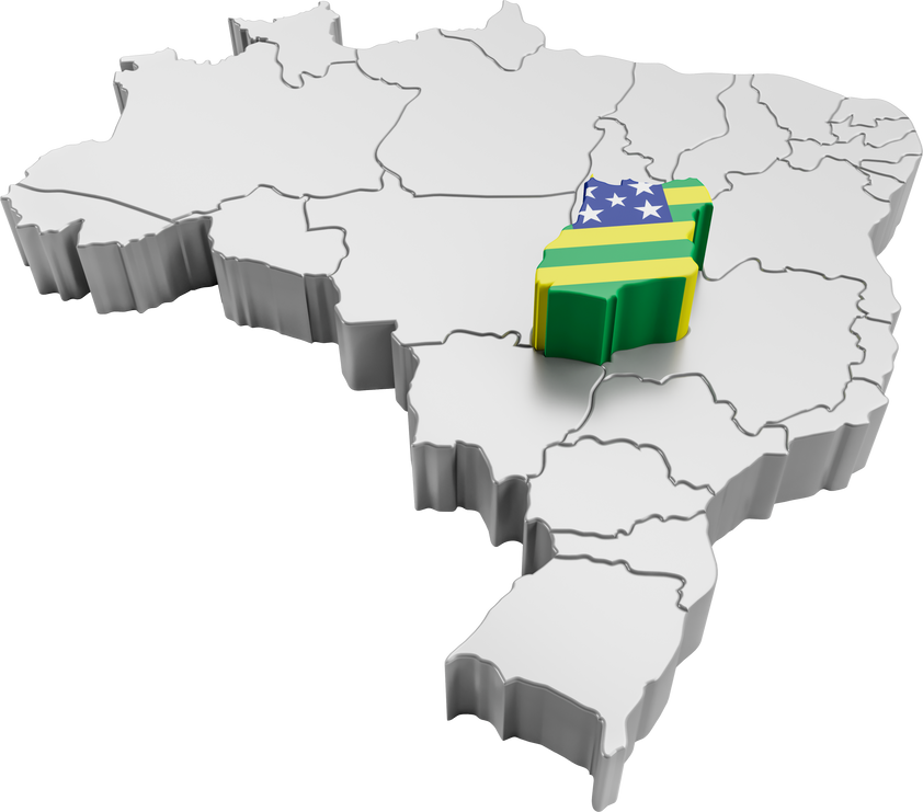 Brazil map with Goiás state flag in 3d render