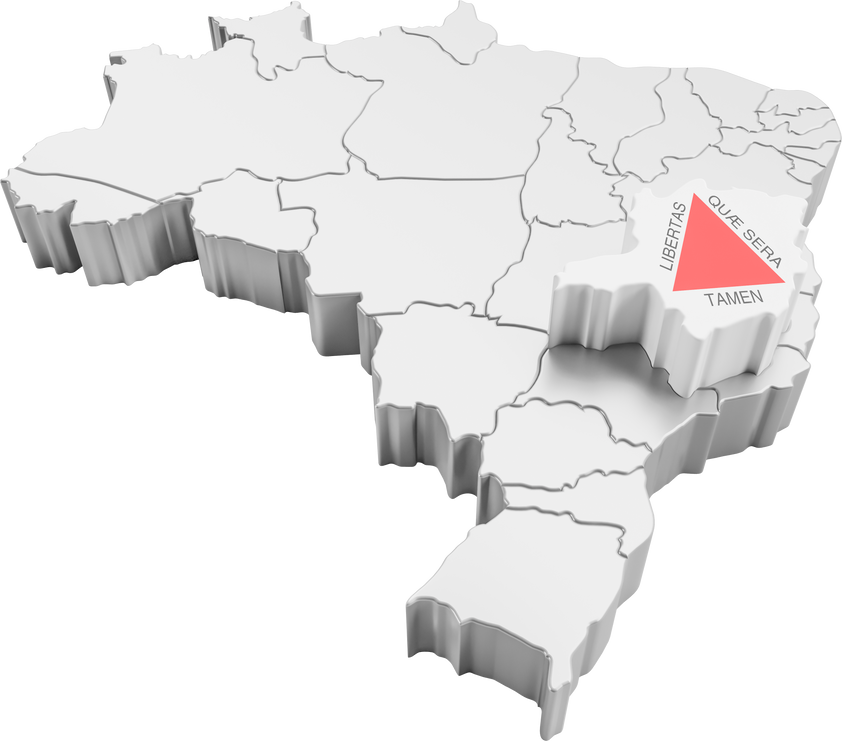 Brazil map with Minas Gerais state flag in 3d render