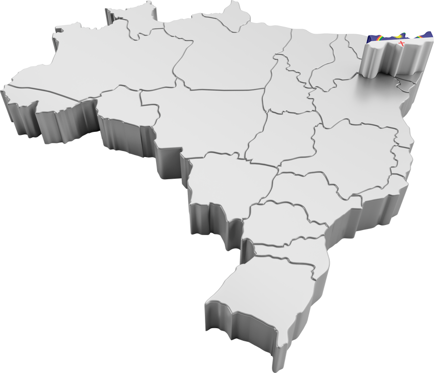 Brazil map with Pernambuco state flag in 3d render