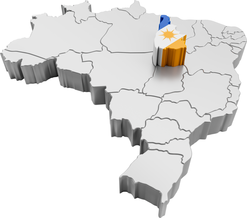 Brazil map with Tocantins state flag in 3d render