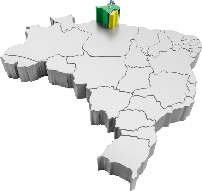 Brazil map with Amapá state flag in 3d render