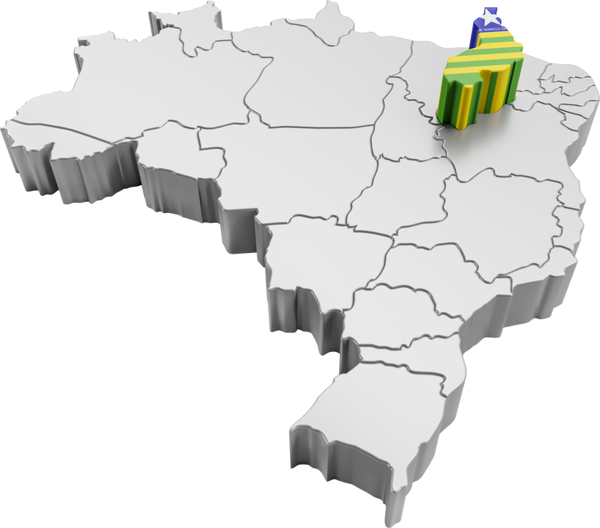 Brazil map with Piauí state flag in 3d render