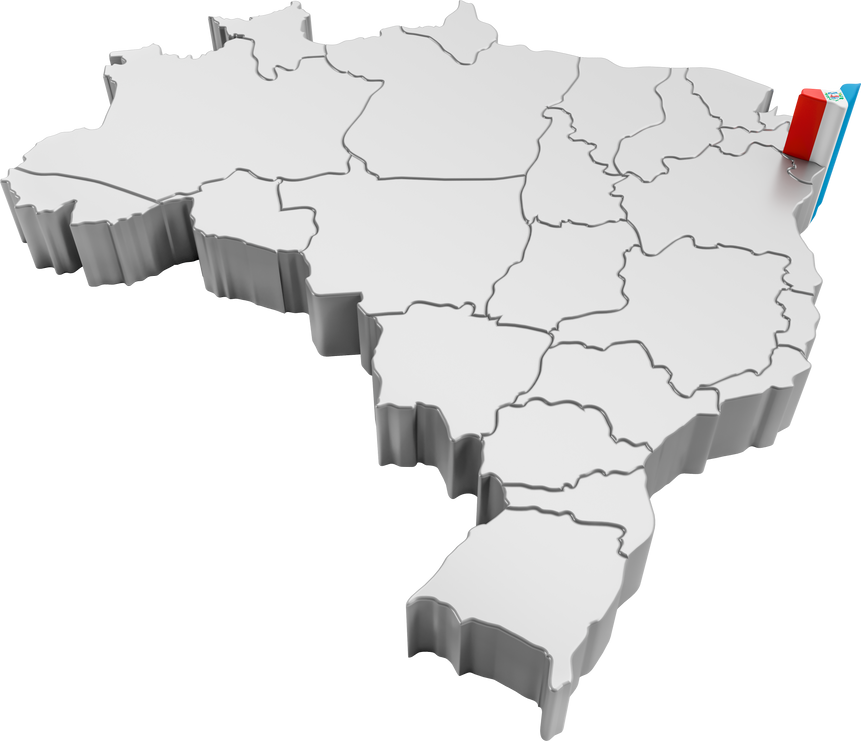 Brazil map with Alagoas state flag in 3d render
